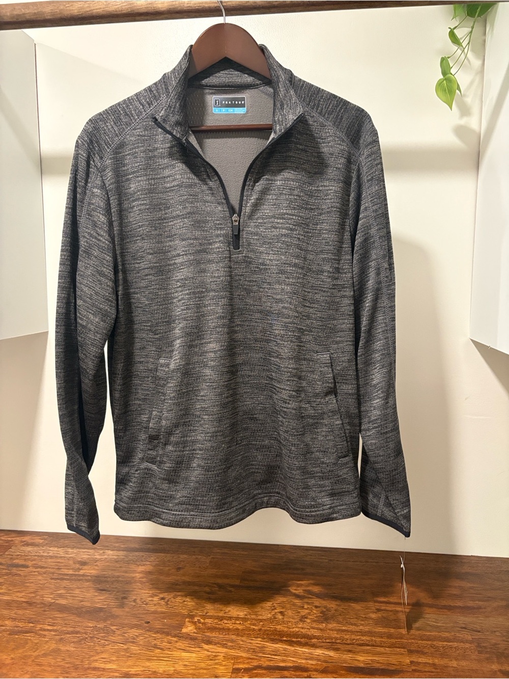 PGA Tour Men's Heathered Gray Zip-Up Sweater